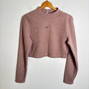 Nike Phoenix Plush Fleece Cropped Mock Neck Cropped Sweatshirt Size L